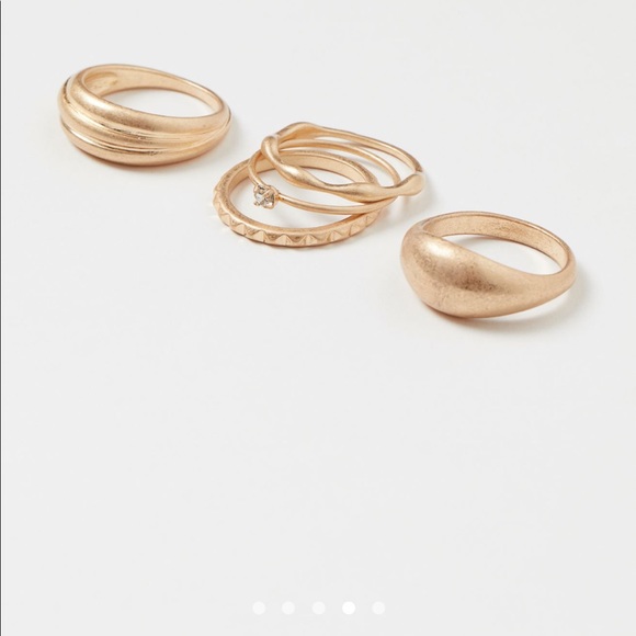 H&M SET OF 5 RINGS MATTE GOLD NEW - Picture 2 of 7